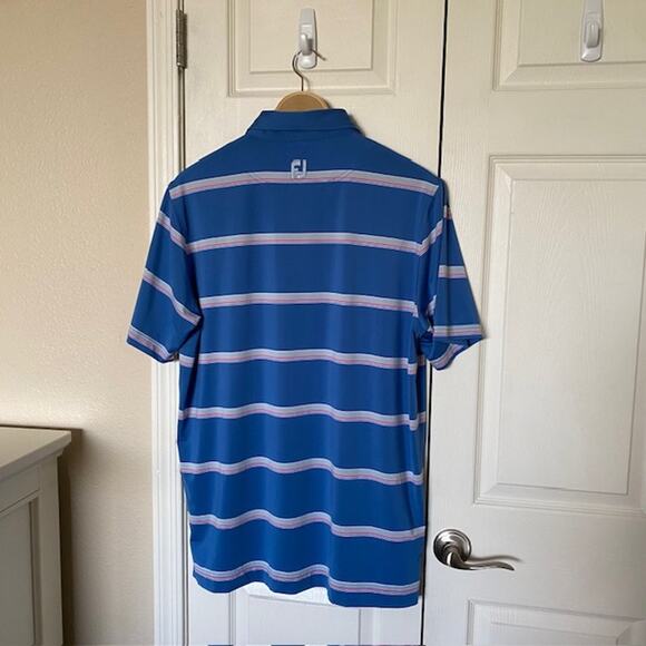 FootJoy Polo Shirt‎ Golf Stretch Short Sleeve Blue Striped Athletic Men's Large - Picture 5 of 8